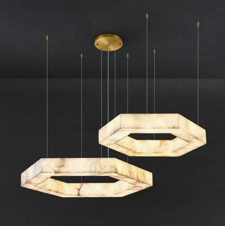 Elegant Faux Alabaster Stone LED Pendant Light for Indoor Home Décor
