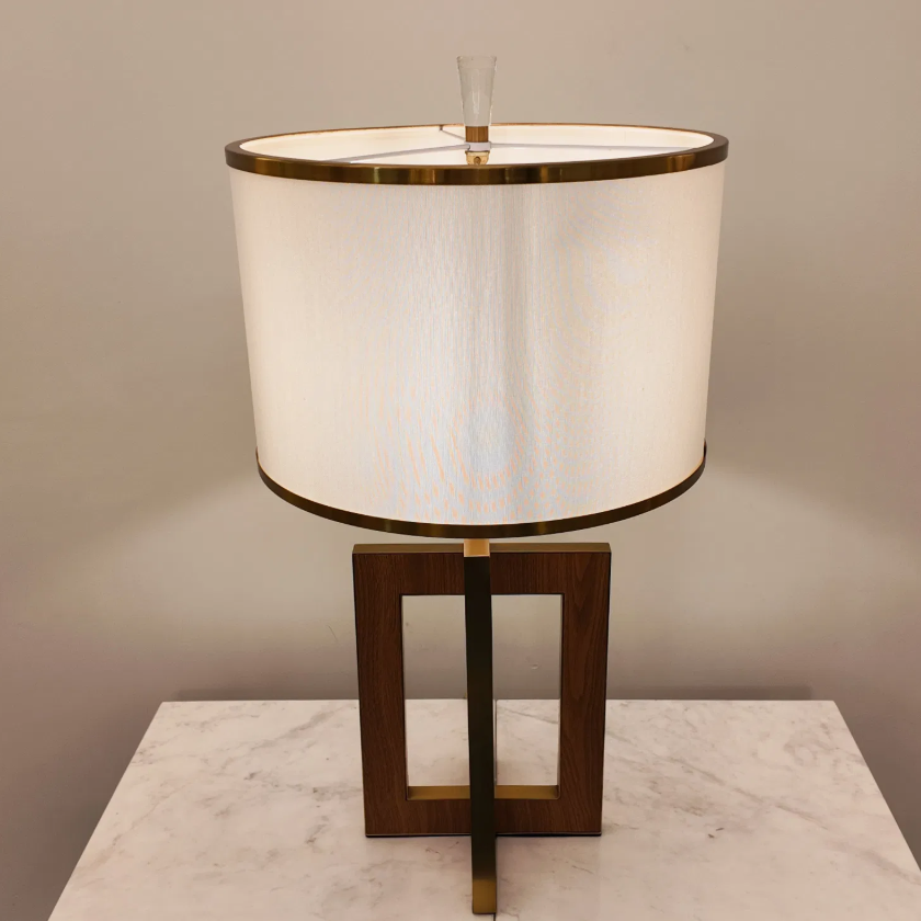 Modern Wooden Base Table Lamp with Fabric Shade