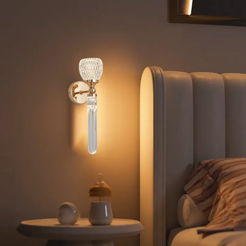 Luxury Crystal Glass LED Bedside Wall Sconce