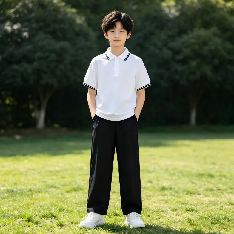 Children’s White Pure Cotton Polo Shirt – Short Sleeve School & Graduation Uniform
