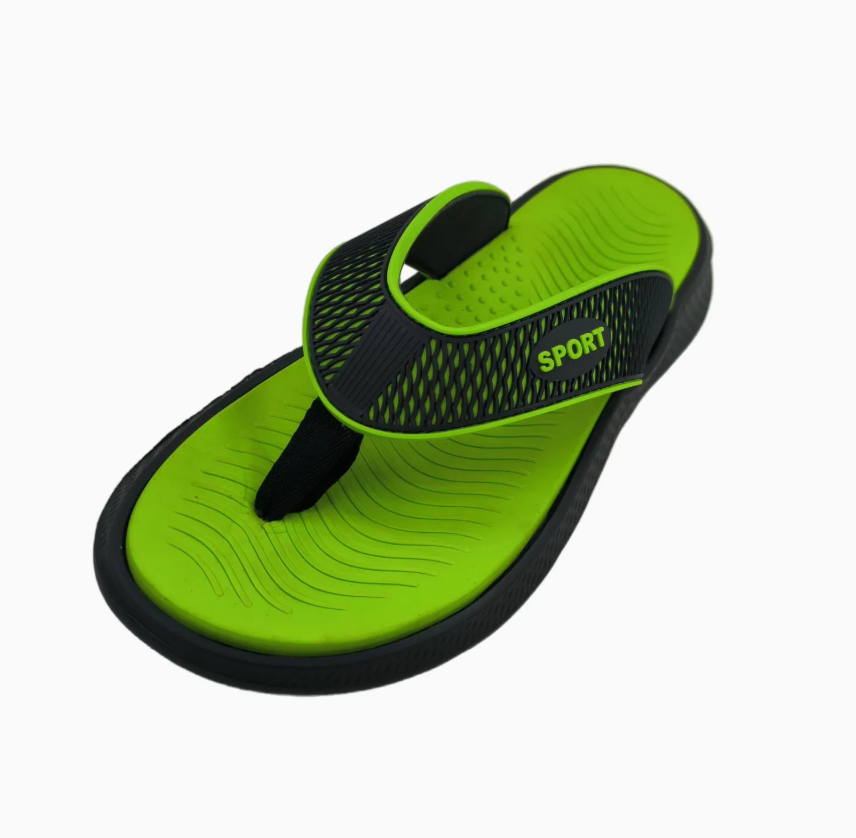 Men’s Green and Black Sport Slide Sandals with Cushioned Footbed