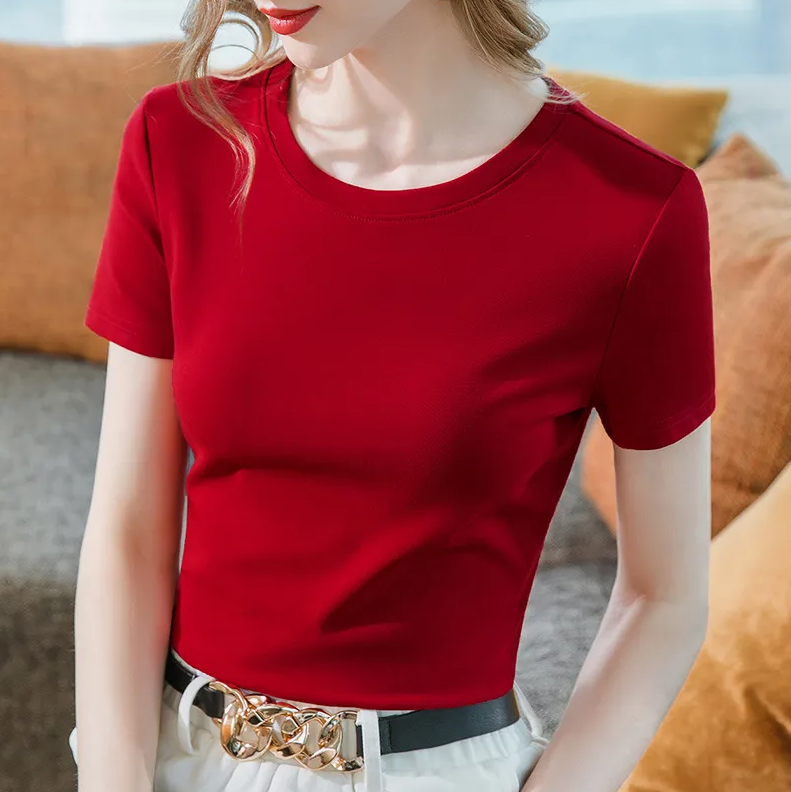 Women’s Solid Color Crew Neck Short Sleeve Knit Top – Casual Summer Pullover