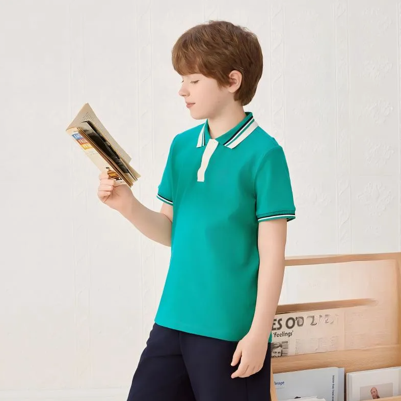 Boys’ Short-Sleeve Polo T-Shirt – 2026 Summer Casual Breathable College Style Top
