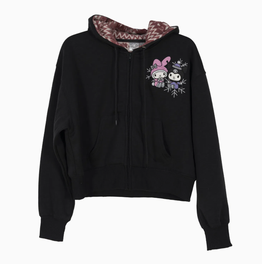 Women’s Winter Graphic Zip-Up Hoodie – Fleece-Lined Casual Sweatshirt