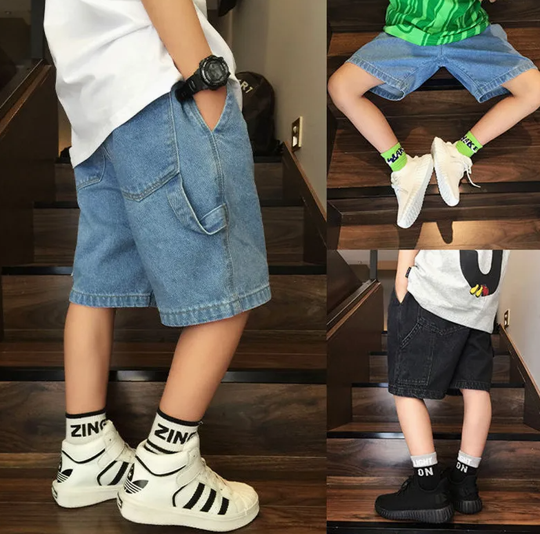 2026 Summer Boys’ Denim Knee-Length Shorts – Fashionable Mid-Length Kids’ Jeans