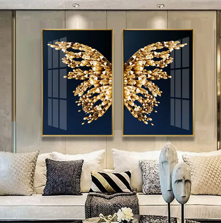 Luxury Golden Abstract Leaf Canvas Wall Art Set